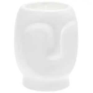 Minimalistic Ceramic Face Candle - White