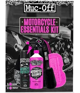 Muc-Off Motorcycle Essentials Kit - Motorbike Cleaning Kit, Motorbike Accessories For Cleaning - Includes Motorcycle Cleaner And Protection Spray