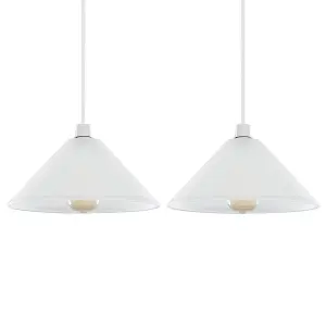 ValueLights Pair Of Modern White Frosted Glass Ceiling Light Shades