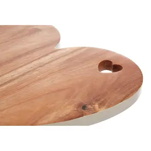 Interiors by Premier Heart Design Chopping Board with White Edge, Natural Wood Cutting Board For Kitchen, Wooden Chopping Board