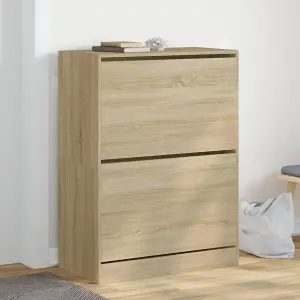 Berkfield Shoe Cabinet with 2 Flip-Drawers Sonoma Oak 80x42x108 cm