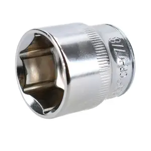 7/8" Imperial 6 Point 3/8" Drive Shallow Socket SAE AF Chrome Vanadium Steel