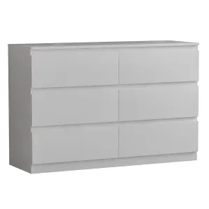 Vida Designs Denver White 6 Drawer Chest (H)770mm (W)1200mm (D)400mm