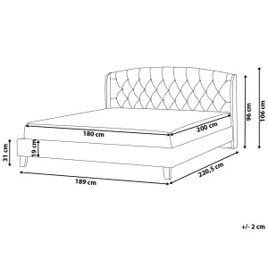 Fabric EU Super King Size Bed Grey BORDEAUX