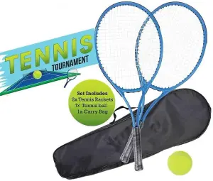 MantraRaj 2 Player Tennis Racket Set with Carry Case for Kids Children Garden Outdoor Sports Fun Family Game