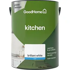 GoodHome Kitchen Brilliant white Matt Emulsion paint, 5L