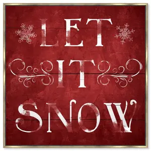 Let It Snow - Single Picture Frame Print Gold Floating Frame / 35.56cm H x 35.56cm W x 1.27cm D