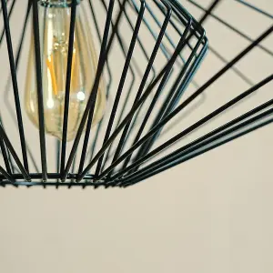 ValueLights Sinat Geometric Design Black Wire Basket Cage Ceiling Pendant Light Shade