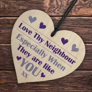 Red Ocean Neighbour Thank You Wooden Heart - Love Thy Neighbour Gift - Best Neighbour Present