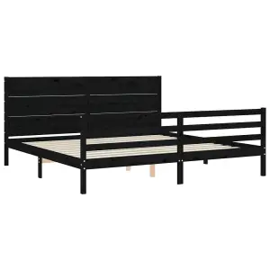 Berkfield Bed Frame with Headboard Black 200x200 cm Solid Wood