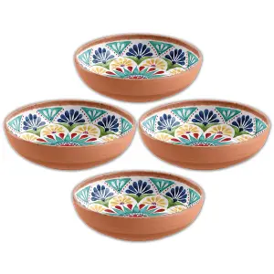 Purely Home Rio Medallion Melamine Low Bowls - Set of 4