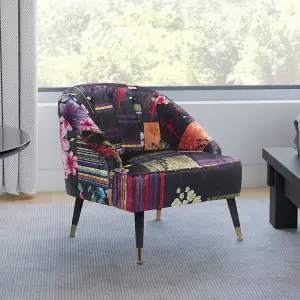 Fabric Black Patchwork Kensington Slipper Accent Chair