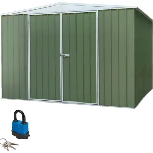 Spacious 300x300cm Galvanised Steel Garden Shed - Secure Outdoor Metal Storage Solution in Green