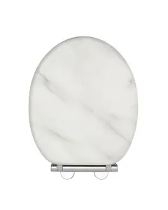 AQUALONA Marble Toilet Seat - MDF Wood with Slow Close and One Button Quick Release