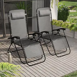 Black Reclining Sun Lounger Zero Gravity Chairs