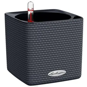 LECHUZA CUBE Color 16 Slate Table Self-watering Planter with Water Level Indicator H16 L17 W17 cm, 1.8L