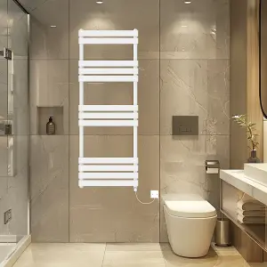 Rinse Bathrooms Electric Flat Panel Heated Towel Rail White Bathroom Ladder Radiator Warmer 1600x600mm 800W