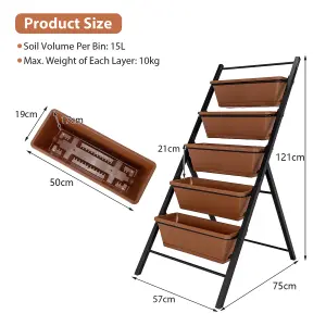 Costway 5-Tier Vertical Raised Garden Bed Freestanding Garden Planter with 5 Container Boxes