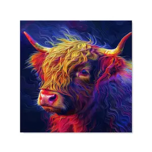 Vibrant Highland Cow Premium Glass Kitchen Splashback W700mm x H750mm