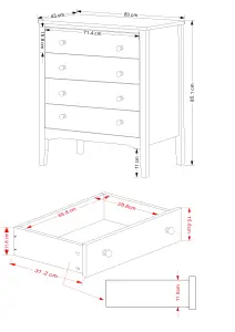 4 drawer chest of drawers  - Como White