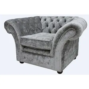 Chesterfield Club Armchair Modena Smoke Velvet Fabric In Balmoral Style