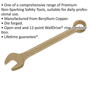 30mm Non-Sparking Combination Spanner with Open-End and 12-Point WallDrive Ring