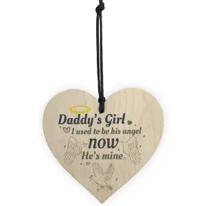 Red Ocean Daddy's Girl Wooden Heart Grave Memorial Father's Day Bereavement Sign Gifts From Daughter