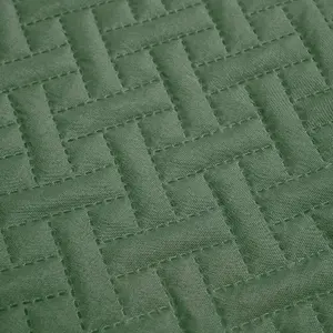 Brentfords Geo Pinsonic Blanket Throw Quilted Bedspread, Green - 200 x 240cm