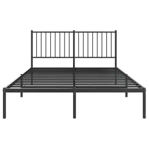 Berkfield Metal Bed Frame with Headboard Black 140x190 cm