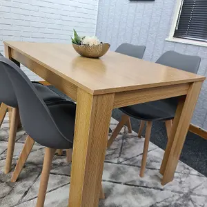 Kitchen Dining Table With 4 Chairs Dining Table Room Set 4 Wooden OAK Effect Table 4 Grey Tulip Chairs Furniture Kosy Koala