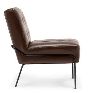 Faux Leather Accent Chair in Brown Office