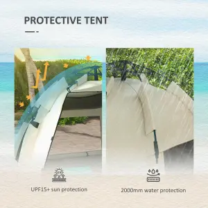 Outsunny Pop Up Beach Tent for 2-3 Person with Carry Bag, UPF15+, Khaki