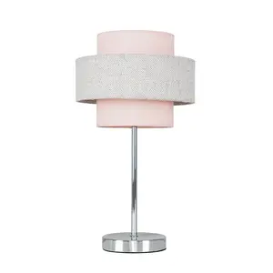 Bogaerts Metal Table Lamp Dusky Pink/Herringbone / Included