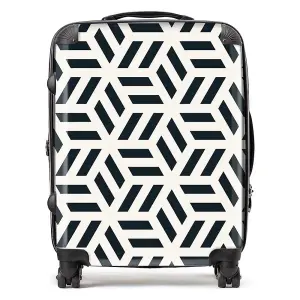 Geometric Monochrome Hexagonal Pattern Suitcase - Large