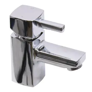 Rinse Bathrooms Modern Cloakroom Mono Basin Mixer Tap Single Lever Bathroom Sink Tap Chrome with UK Standard Hoses