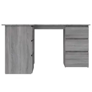 Berkfield Corner Desk Grey Sonoma 145x100x76 cm Engineered Wood