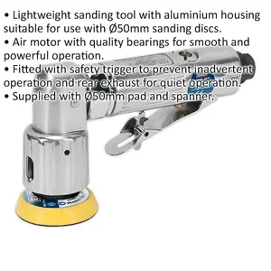 50mm AIR Mini Disc Orbital Sander - 1/4" BSP - Variable Speed - Aluminium Body