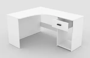 Elegant Corner Desk 1550mm in White - Minimalist Home Office Solution H750mm D1250mm