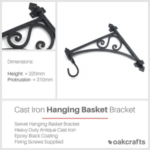 Oakcrafts - Heavy Duty Cast Iron Hanging Basket Bracket