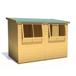 Shire Norfolk Workshop Pent Shed 9x6 Double Door 19mm Loglap Style B