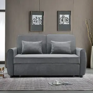 Convertible Sofa Bed with 2 Pillows in Dark Grey Suitable for Small Apartment