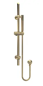 Round Slide Rail Shower Kit with Outlet Elbow - Brushed Brass