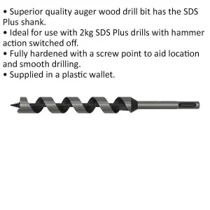 20mm x 235mm SDS Plus Auger Drill Bit - Durable and Efficient Woodworking Tool