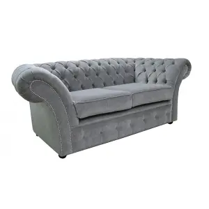 Chesterfield 2 Seater Pimlico Grey Fabric Sofa Settee Bespoke In Balmoral Style