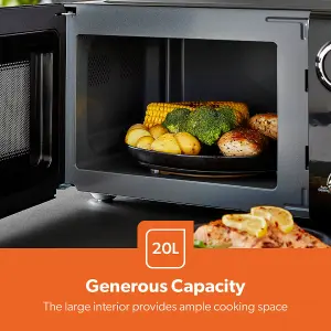 GEEPAS Retrovive 20L Digital Freestanding Microwave Oven 700W, Black