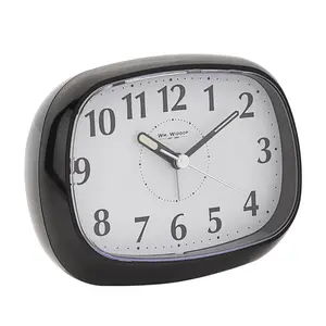 Analogue Quartz Movement / Crystal Alarm Tabletop Clock in Black/Grey