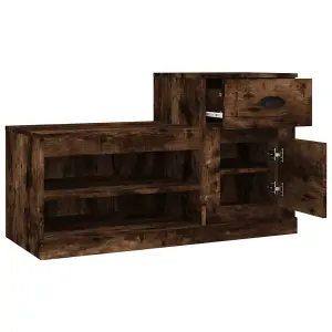 Berkfield Shoe Cabinet Smoked Oak 100x42x60 cm Engineered Wood