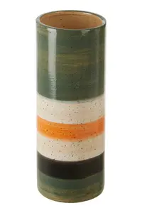 Interiors by Premier Sorrell Large Green And Orange Stripe Ceramic Vase