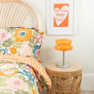 ValueLights Travis Orange Rechargeable Table Lamp with Macaron Lampshade