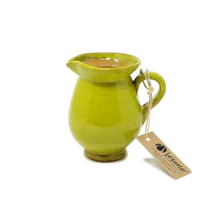 Selena Glazed Hand Dipped Kitchen Dining Mini Pourer Jug Lime Green H) 12cm